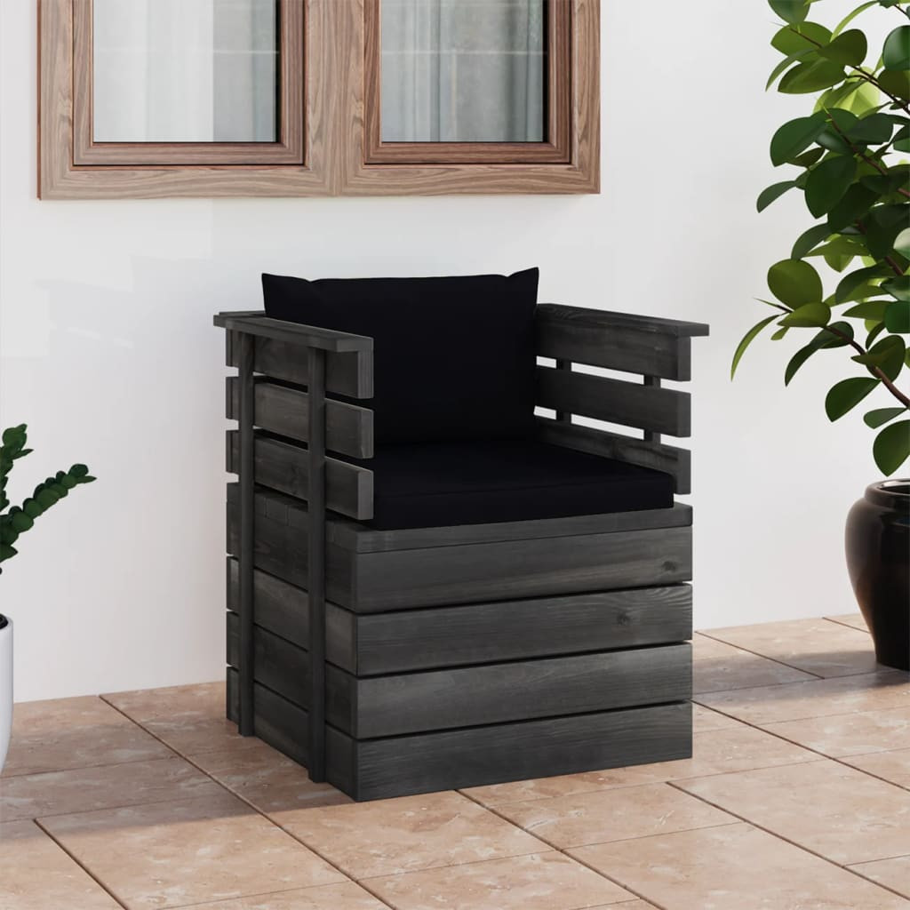 vidaXL Gartensessel mit Kissen Kiefernholz