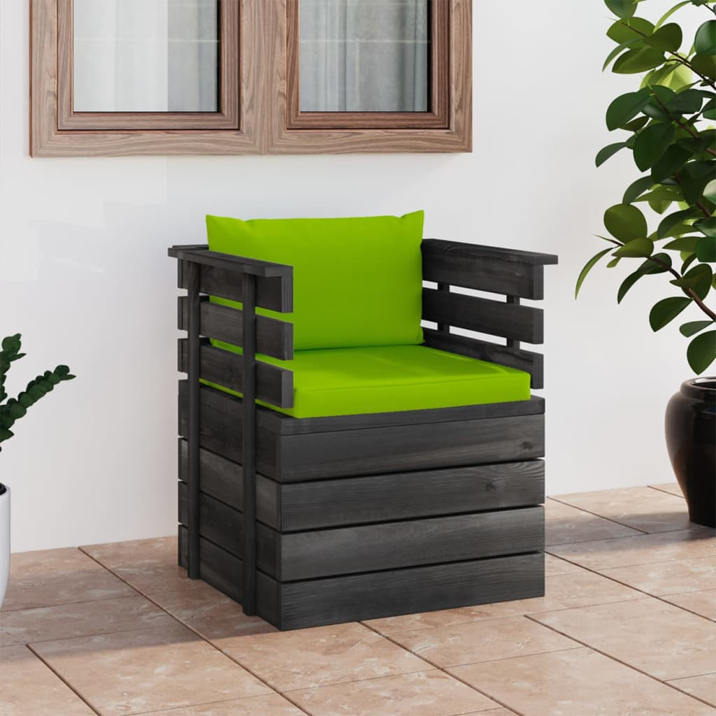 vidaXL Gartensessel mit Kissen Kiefernholz