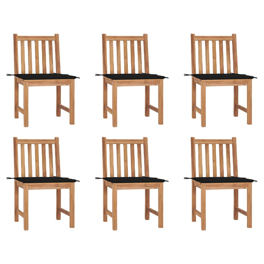 vidaXL Gartenstühle 6 Stk. mit Kissen Massivholz Teak