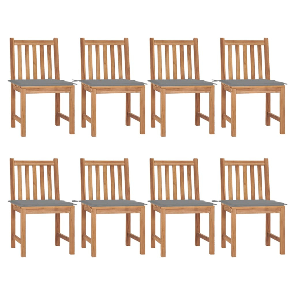 vidaXL Gartenstühle 8 Stk. mit Kissen Massivholz Teak