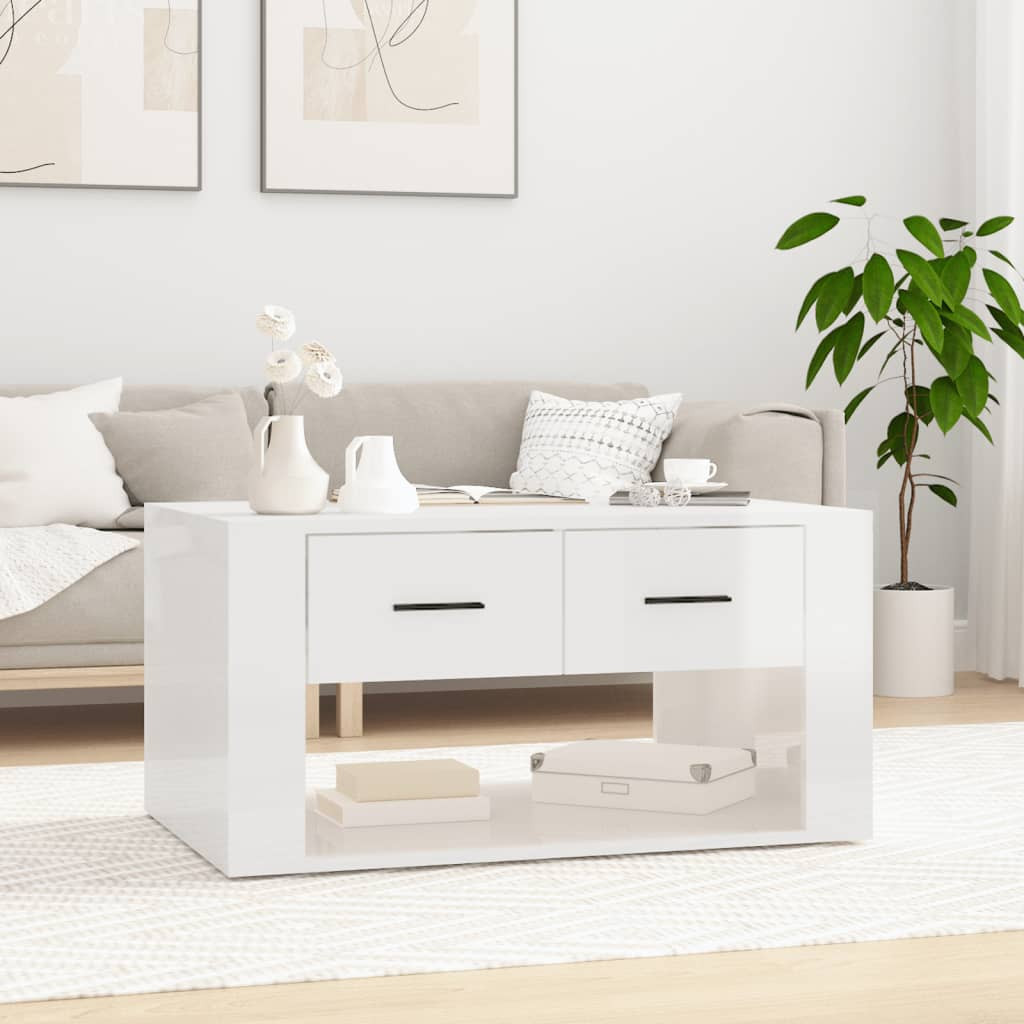 vidaXL Couchtisch Hochglanz-Weiß 80x50x40 cm Holzwerkstoff
