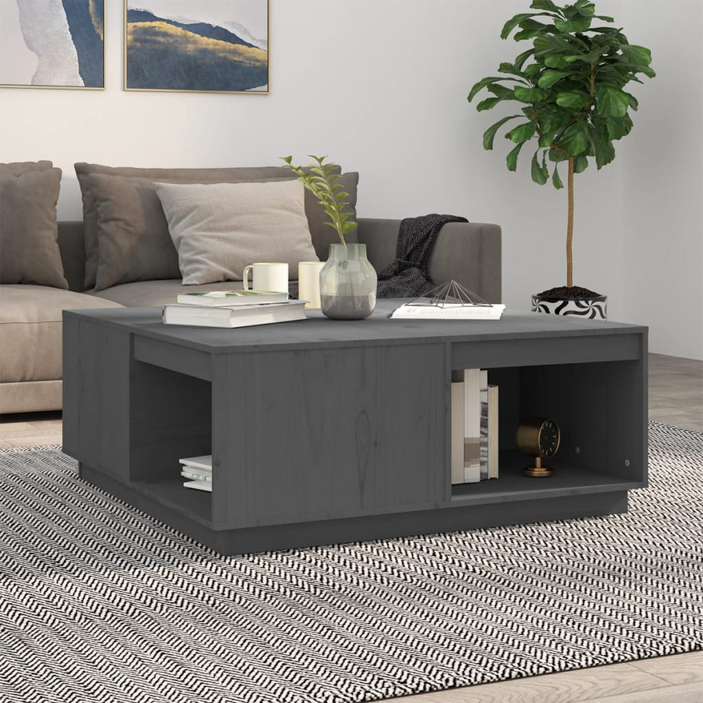 vidaXL Couchtisch Grau 100x101x40,5 cm Massivholz Kiefer