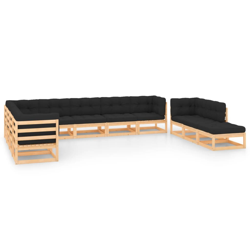 vidaXL 11-tlg. Garten-Lounge-Set mit Kissen Massivholz Kiefer