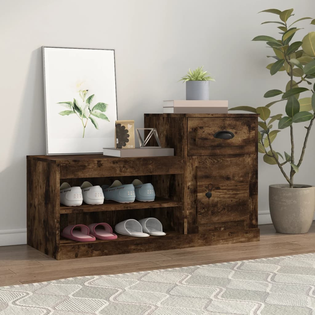 vidaXL Schuhschrank Räuchereiche 100x42x60 cm Holzwerkstoff