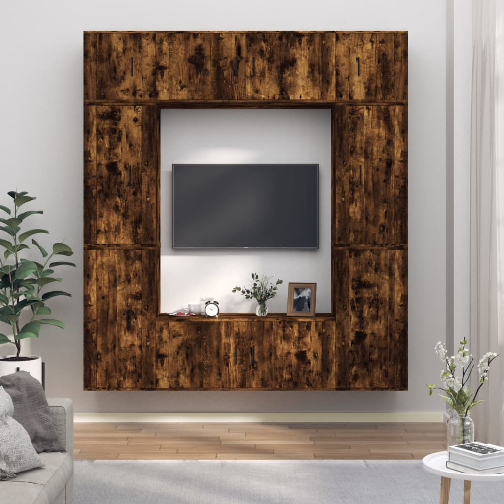 vidaXL 8-tlg. TV-Schrank-Set Räuchereiche Holzwerkstoff