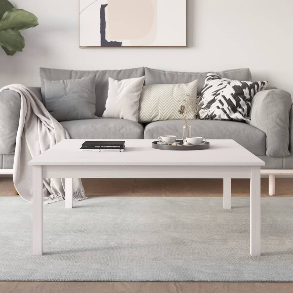vidaXL Couchtisch Weiß 100x100x40 cm Massivholz Kiefer