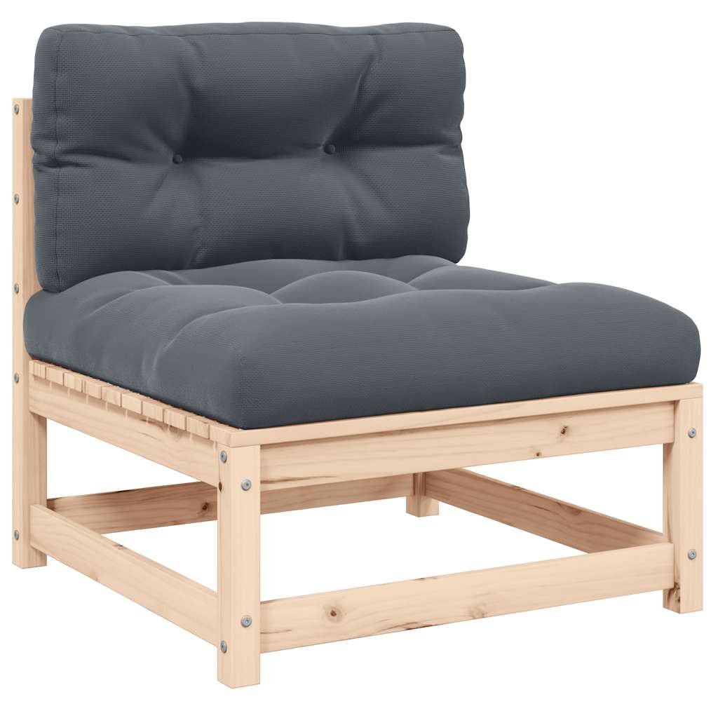 vidaXL Garten-Mittelsofa mit Kissen Massivholz Kiefer