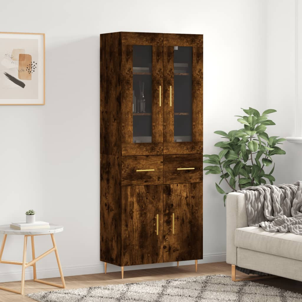 vidaXL Highboard Räuchereiche 69,5x34x180 cm Holzwerkstoff