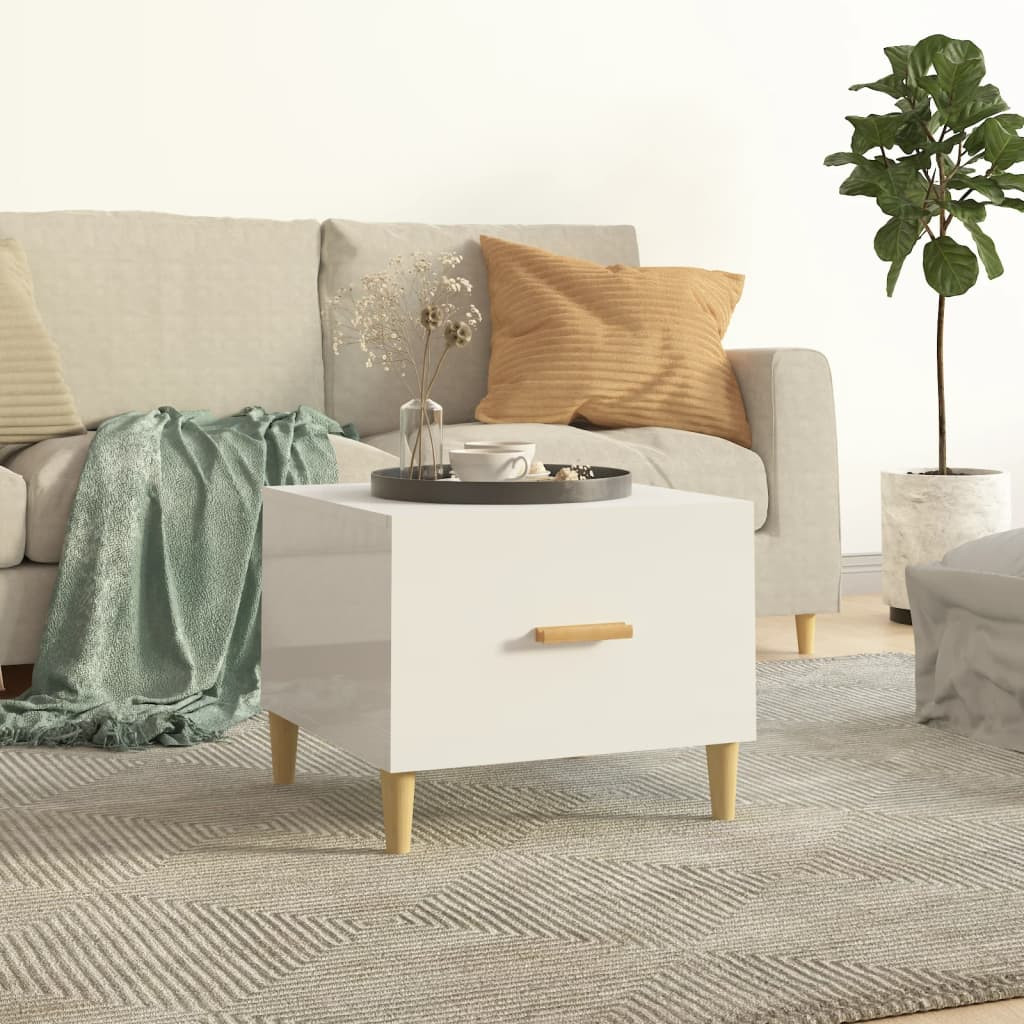 vidaXL Couchtisch Hochglanz-Weiß 50x50x40 cm Holzwerkstoff