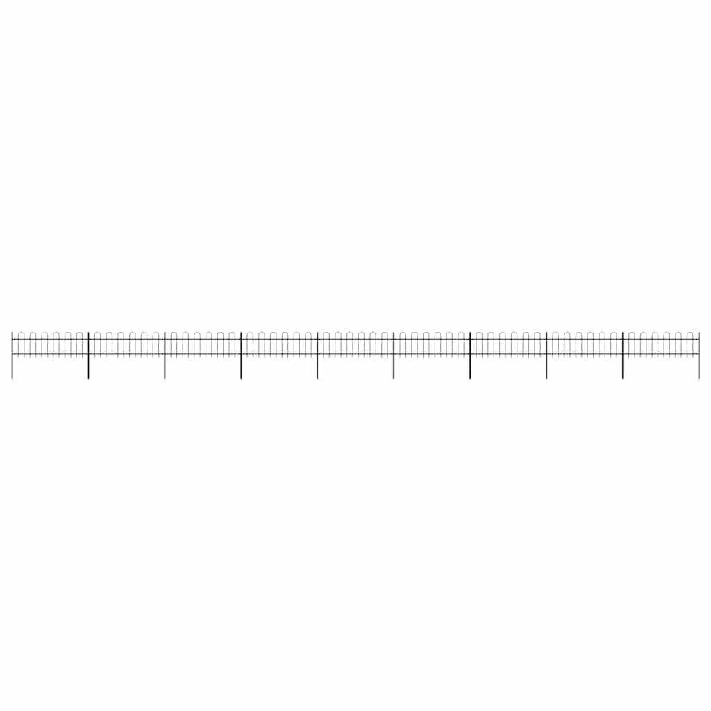 vidaXL Gartenzaun mit Rundbogen Stahl 1506 x 60 cm Schwarz
