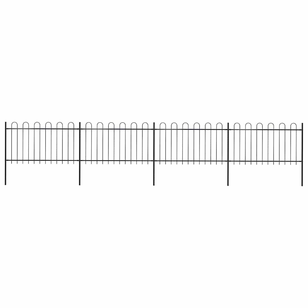 vidaXL Gartenzaun mit Rundbogen Stahl 671 x 100 cm Schwarz