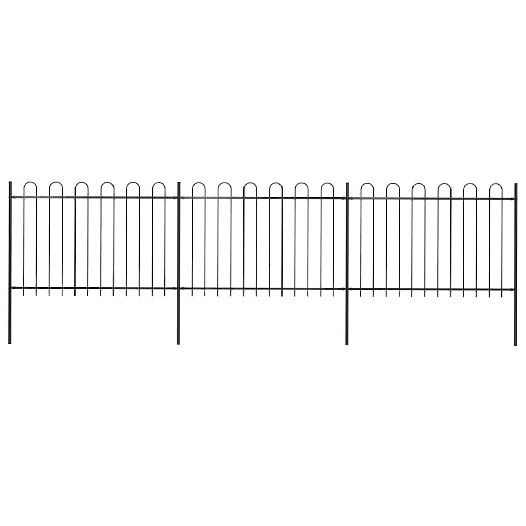 vidaXL Gartenzaun mit Rundbogen Stahl 504 x 120 cm Schwarz