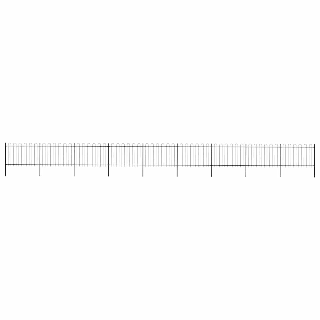 vidaXL Gartenzaun mit Rundbogen Stahl 1506 x 120 cm Schwarz