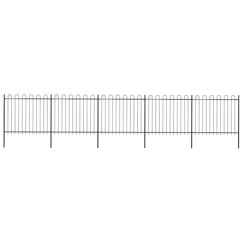 vidaXL Gartenzaun mit Rundbogen Stahl 838 x 150 cm Schwarz
