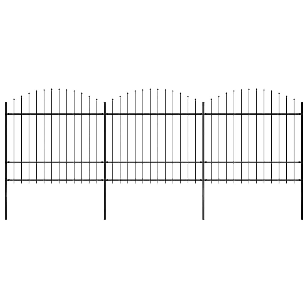 vidaXL Gartenzaun mit Speerspitze Stahl 504 x 175 cm Schwarz