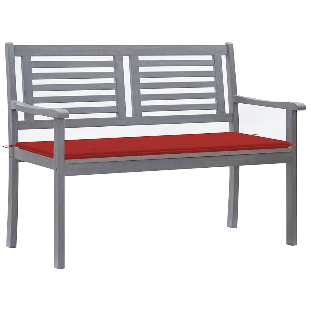 vidaXL 2-Sitzer-Gartenbank mit Auflage 120 cm Grau Eukalyptusholz