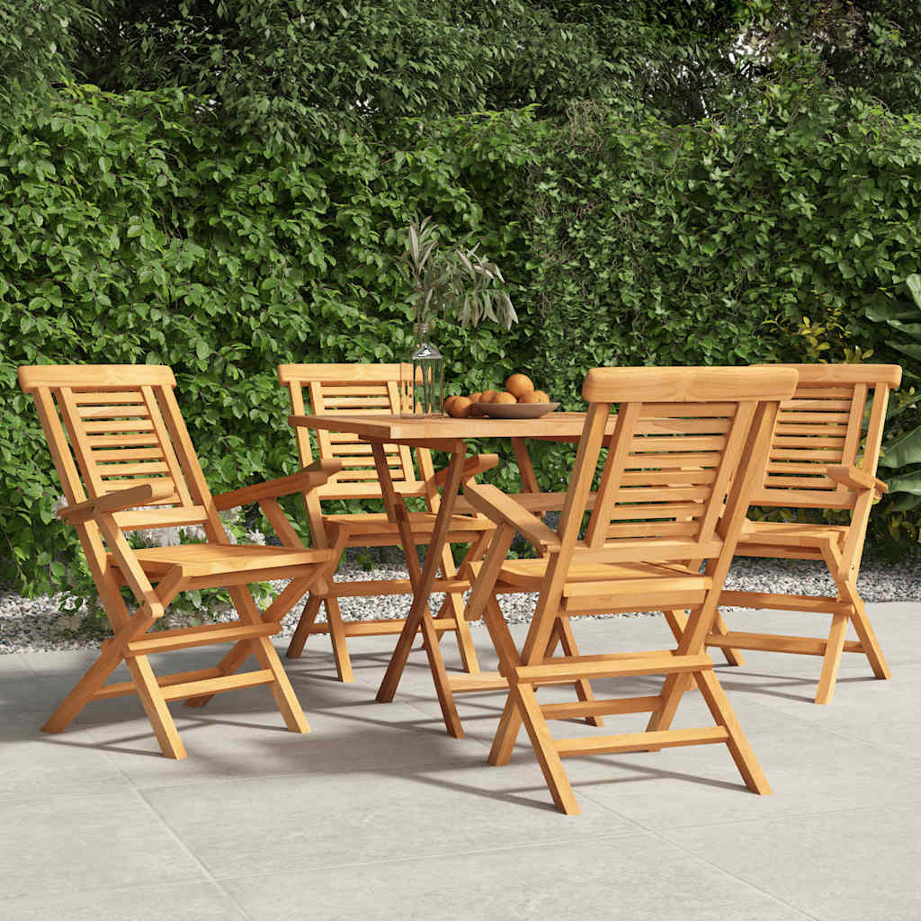 vidaXL Gartenstühle 4 Stk. Klappbar 56x63x90 cm Massivholz Teak