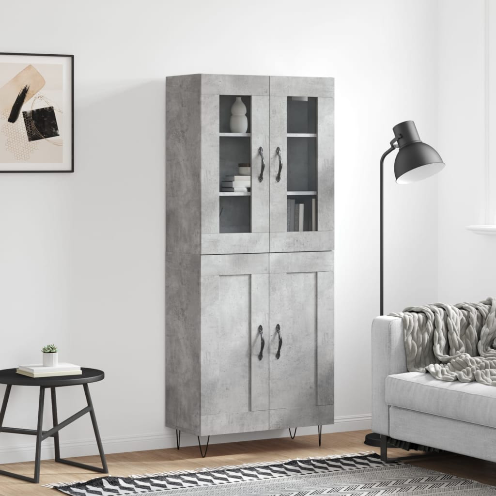 vidaXL Highboard Betongrau 69,5x34x180 cm Holzwerkstoff