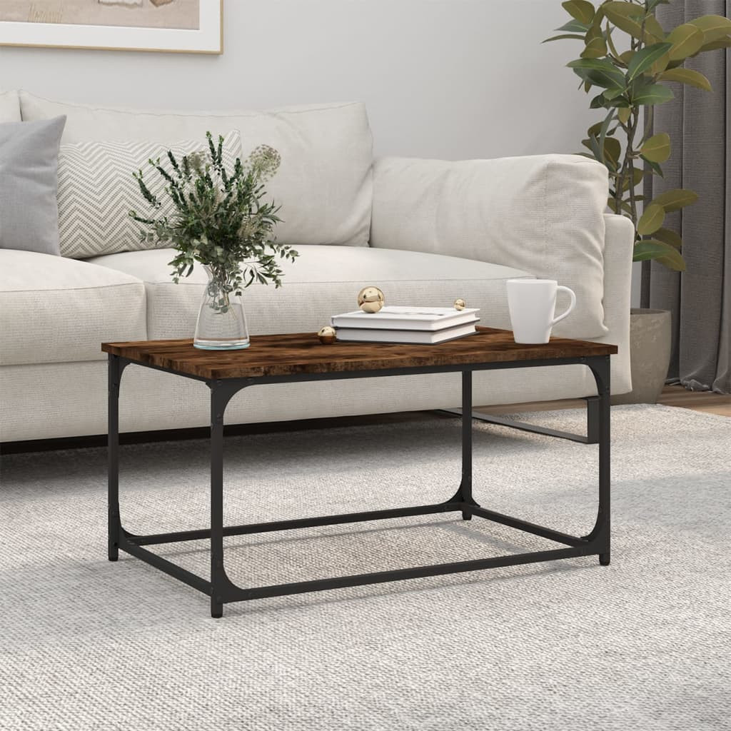 vidaXL Couchtisch Räuchereiche 80x50x40 cm Holzwerkstoff und Eisen