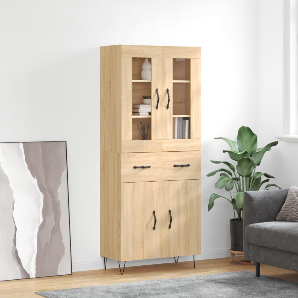 vidaXL Highboard Sonoma-Eiche 69,5x34x180 cm Holzwerkstoff