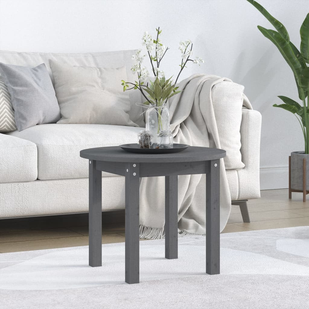 vidaXL Couchtisch Grau Ø 55x45 cm Massivholz Kiefer