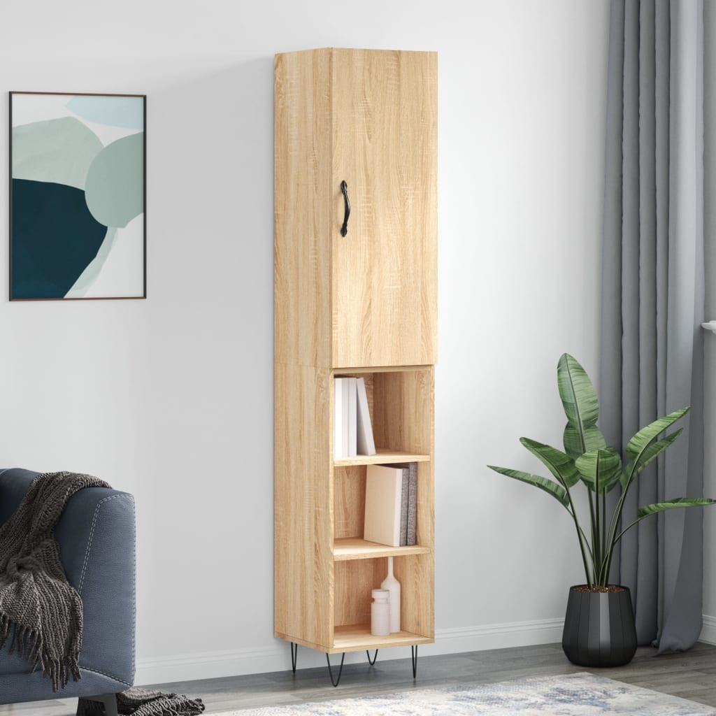 vidaXL Highboard Sonoma-Eiche 34,5x34x180 cm Holzwerkstoff
