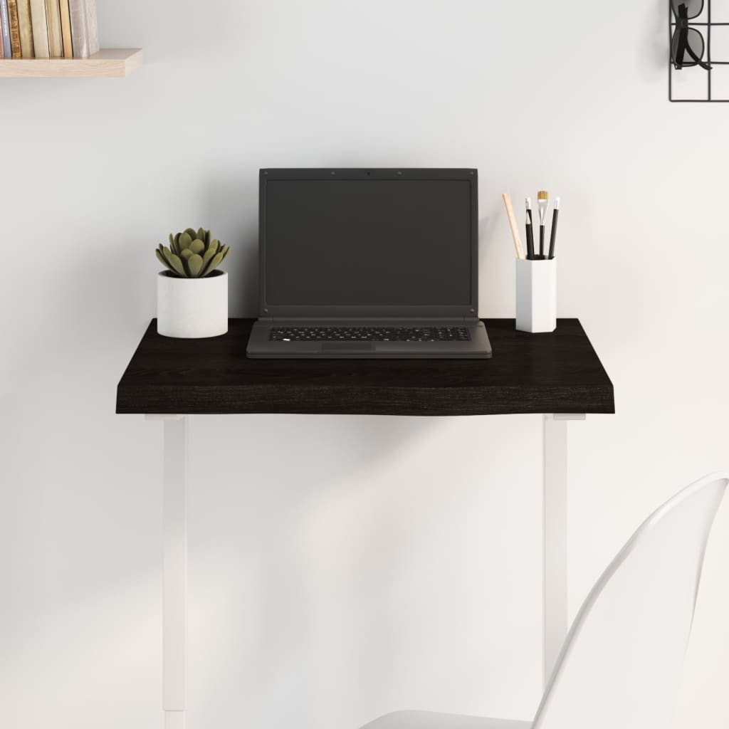 vidaXL Tischplatte Dunkelbraun 60x40x(2-4)cm Massivholz Eiche