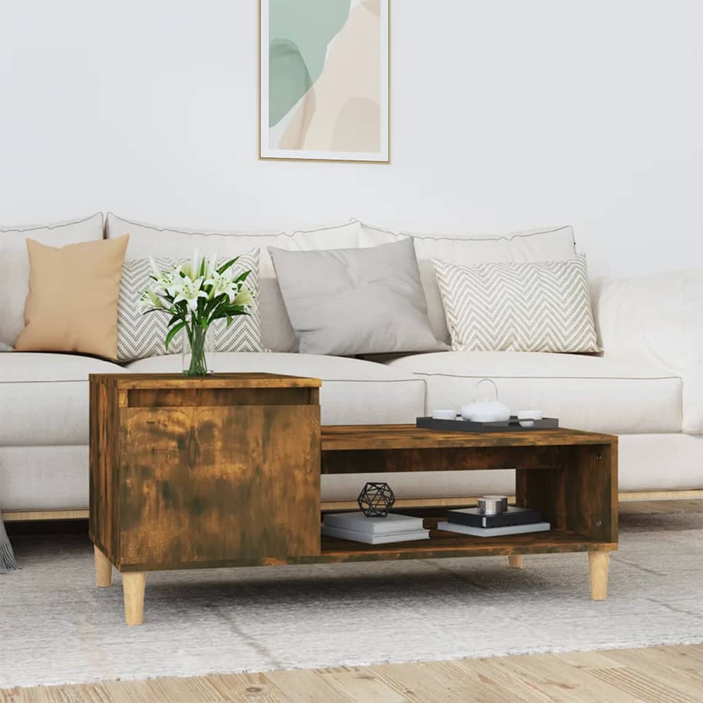 vidaXL Couchtisch Räuchereiche 100x50x45 cm Holzwerkstoff