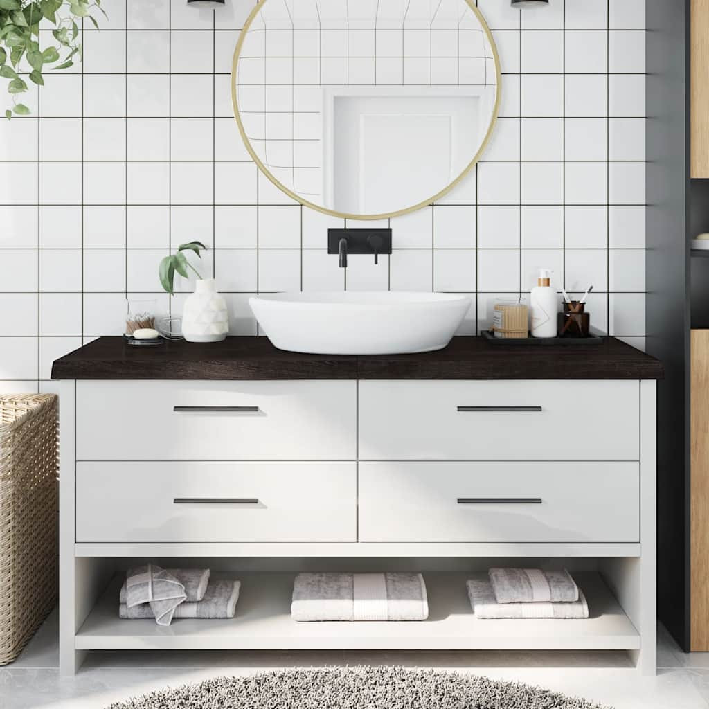 vidaXL Waschtischplatte Dunkelbraun 160x60x(2-6)cm Massivholz