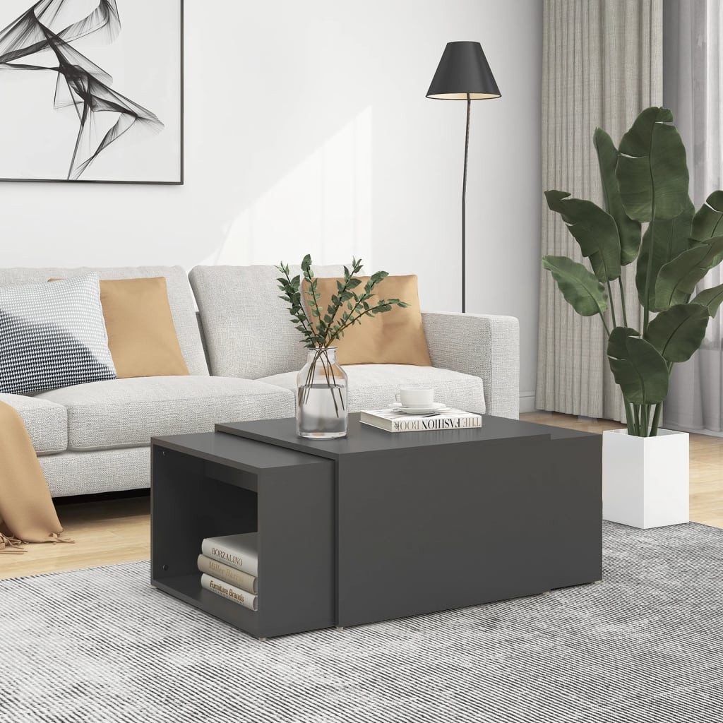 vidaXL 3-tlg. Satztisch-Set Grau 60x60x38 cm Holzwerkstoff