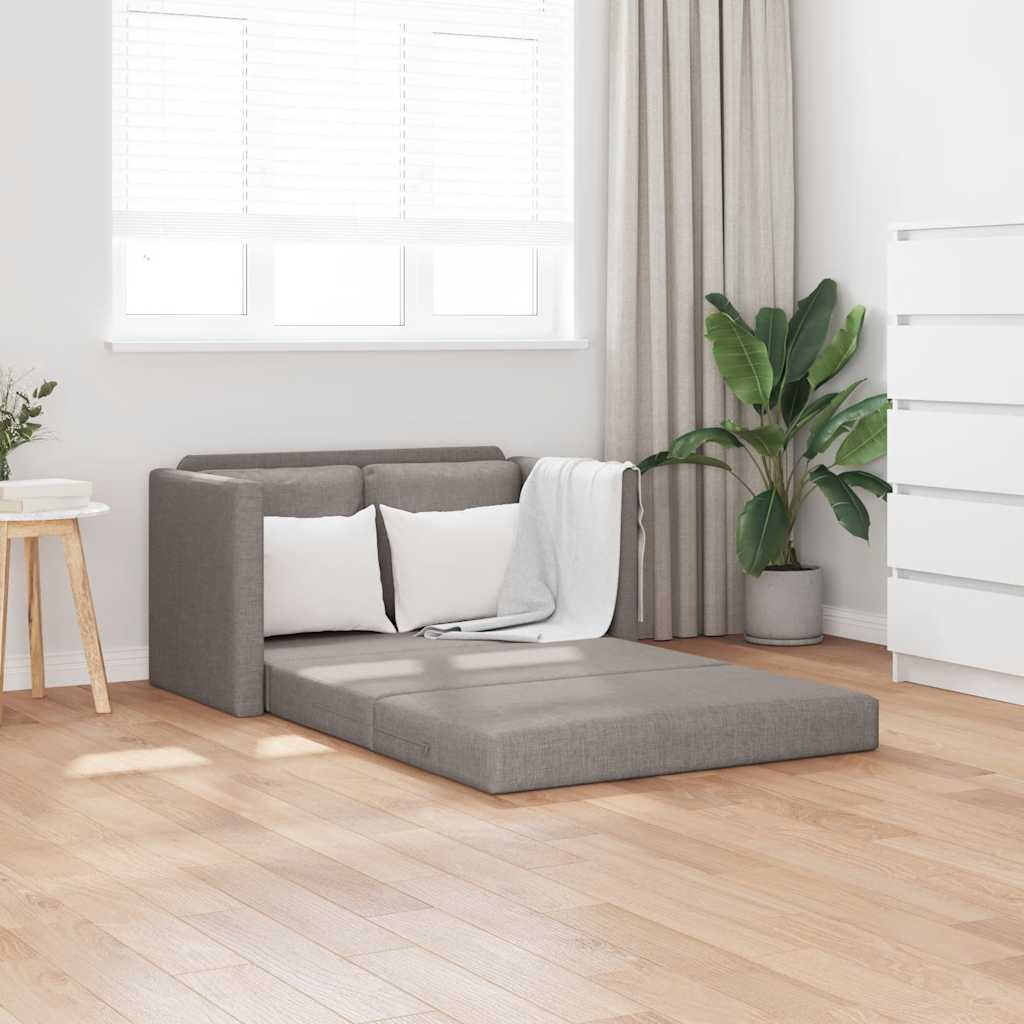 vidaXL Bodensofa mit Schlaffunktion Taupe 112x174x55 cm Stoff