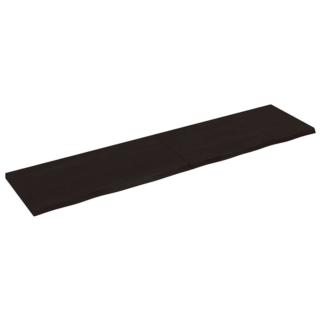 vidaXL Tischplatte Dunkelbraun 200x50x(2-4)cm Massivholz Eiche