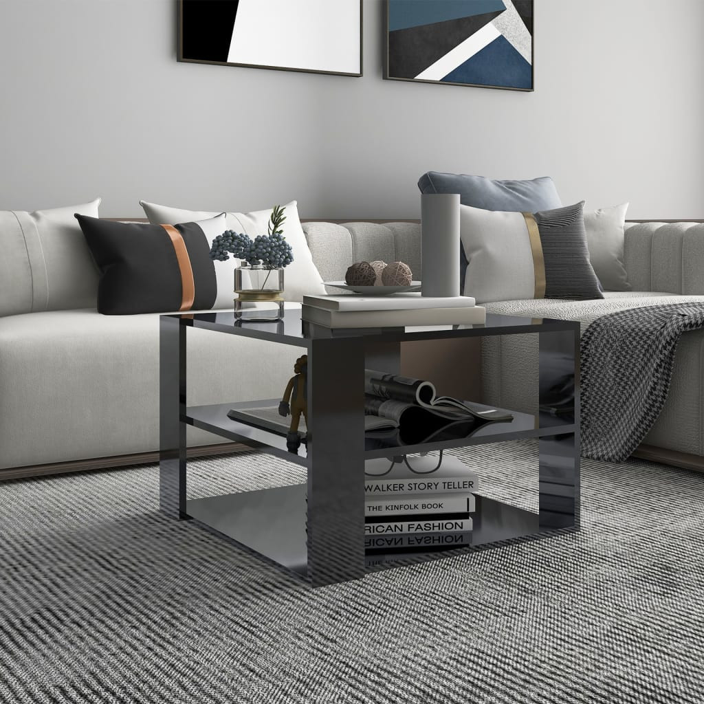 vidaXL Couchtisch Hochglanz-Grau 60x60x40 cm Holzwerkstoff