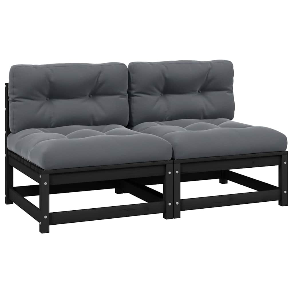 vidaXL Garten-Mittelsofas mit Anthrazit Kissen 2 Stk Massivholz Kiefer