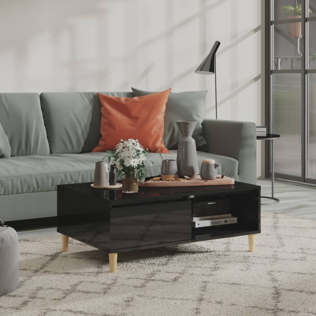 vidaXL Couchtisch Hochglanz-Schwarz 90x60x35 cm Holzwerkstoff