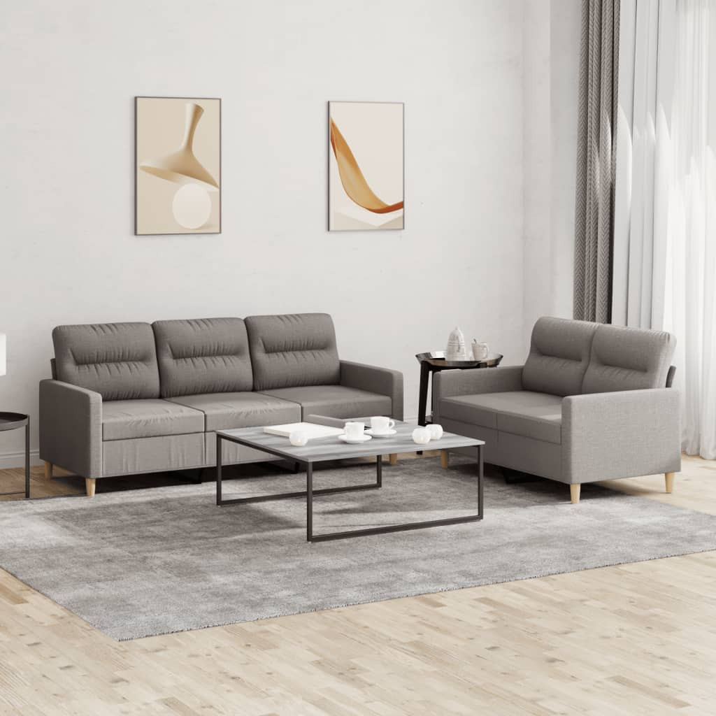vidaXL 2-tlg. Sofagarnitur mit Kissen Taupe Stoff