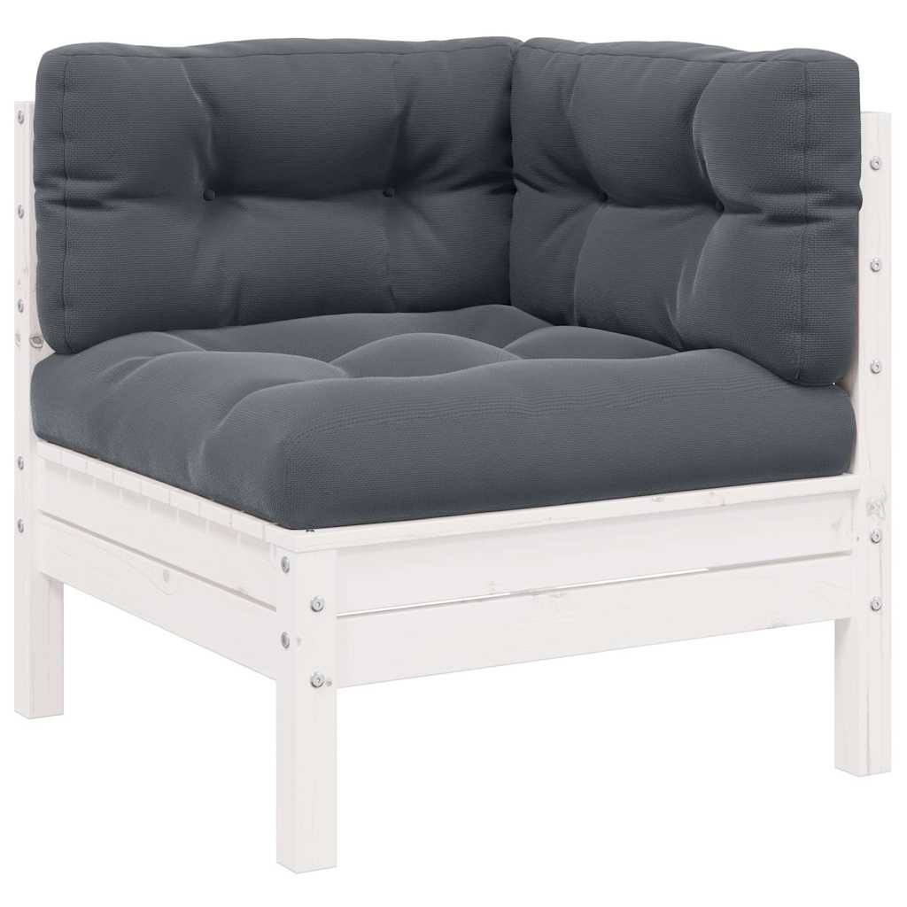 vidaXL Garten-Ecksofa mit Kissen Weiß Massivholz Kiefer