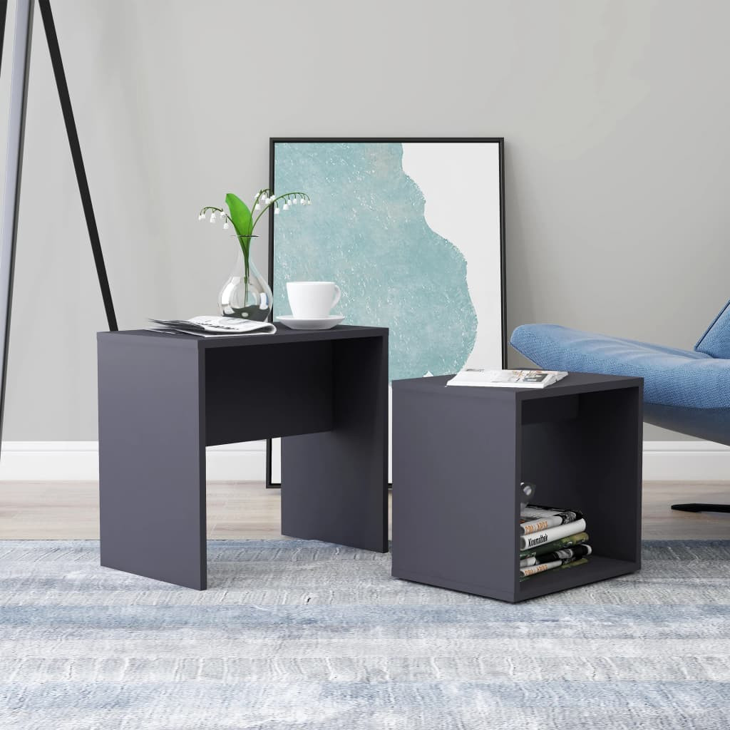 vidaXL Couchtisch-Set Grau 48 x 30 x 45 cm Holzwerkstoff