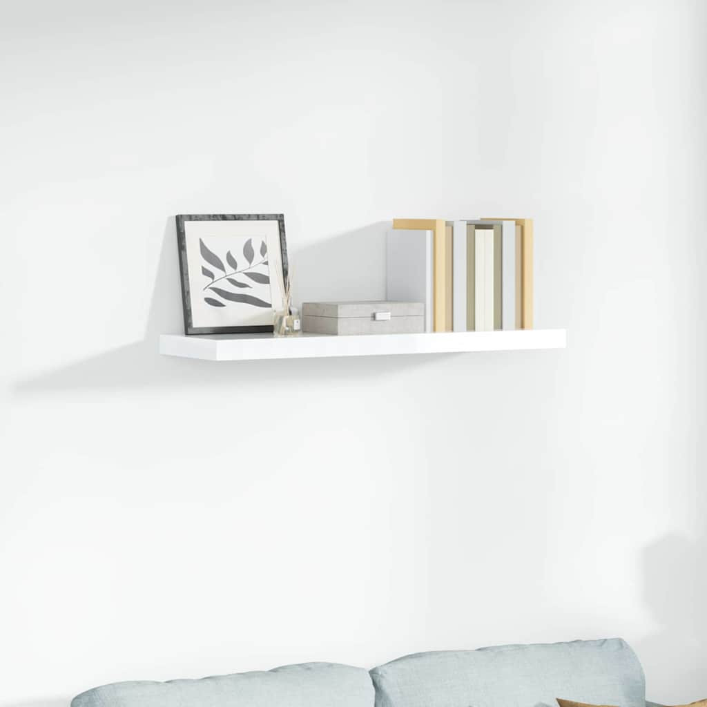 vidaXL Schweberegal Hochglanz-Weiß 90x23,5x3,8 cm MDF