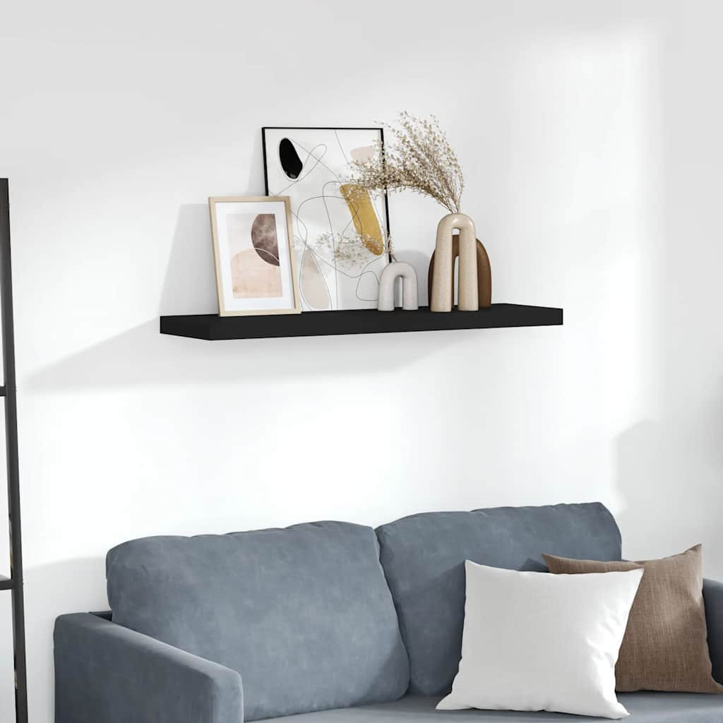 vidaXL Schweberegal Schwarz 90x23,5x3,8 cm MDF