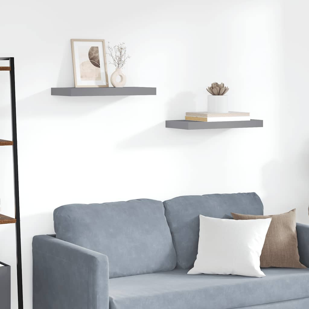 vidaXL Schweberegal Grau 50x23,5x3,8 cm MDF
