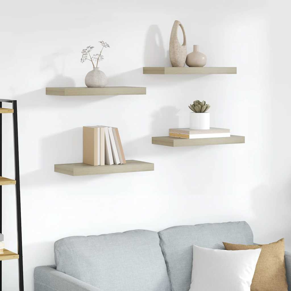vidaXL Schwebende Wandregale 4 Stk. Eichefarben 50x23x3,8cm MDF
