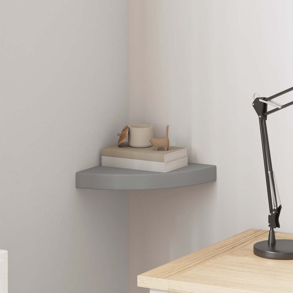 vidaXL Eck-Schweberegal Grau 25x25x3,8 cm MDF