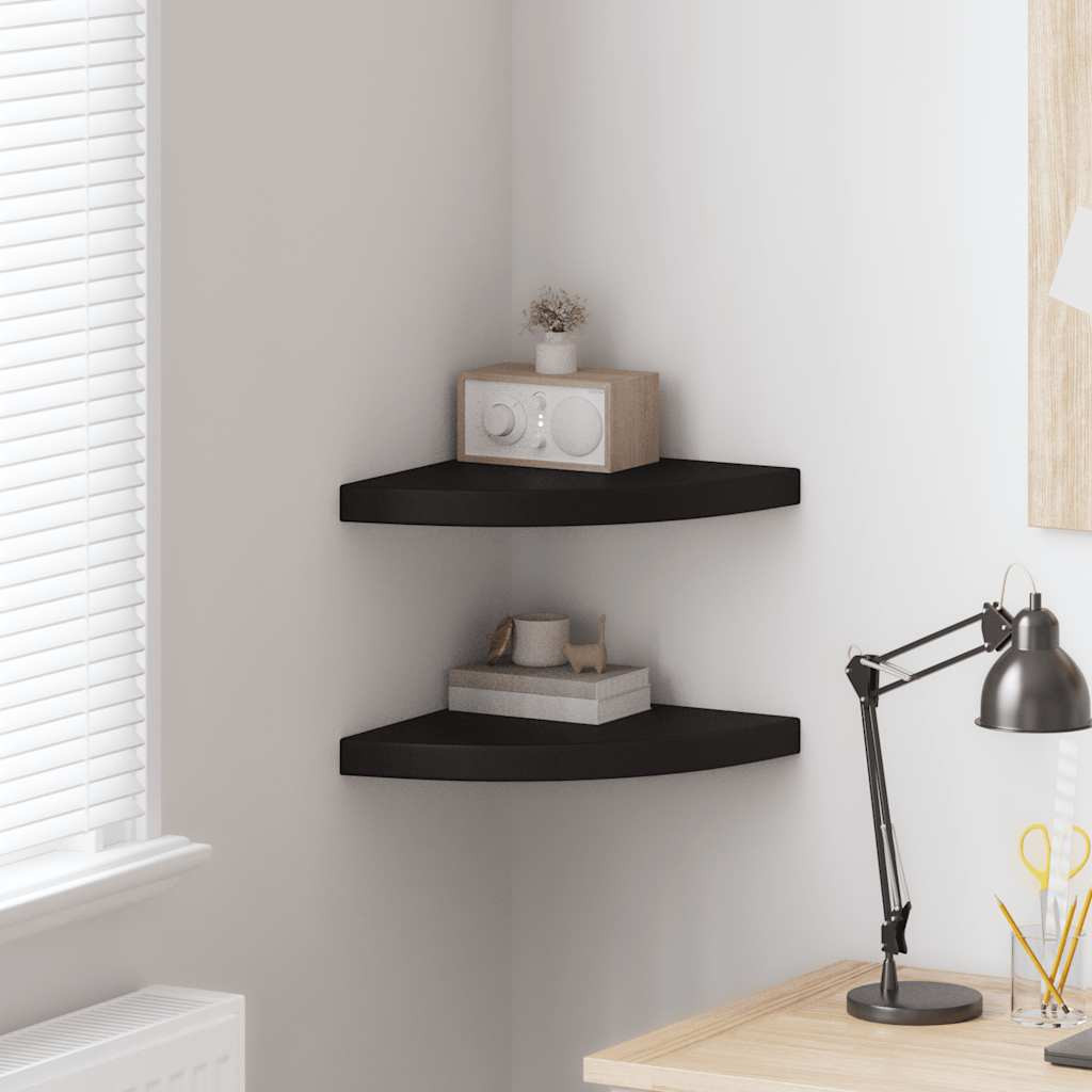 vidaXL Eck-Schweberegale 2 Stk. Schwarz 35x35x3,8 cm MDF