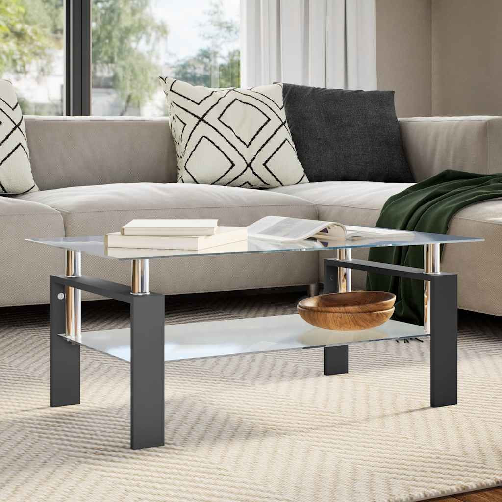 vidaXL Couchtisch Schwarz Transparent 95x55x40 cm Hartglas