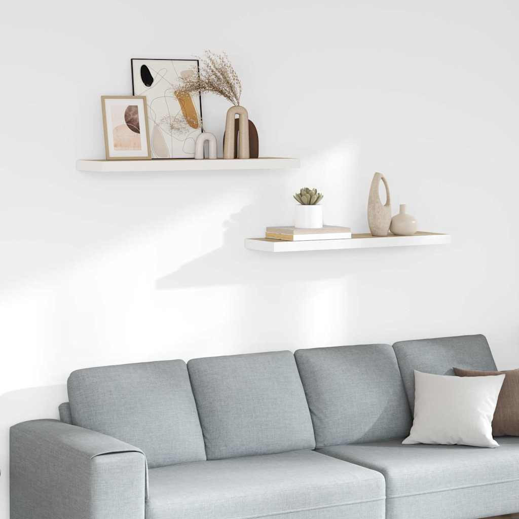 vidaXL Schweberegale 2 Stk. Eichen-Optik und Weiß 80x23,5x3,8 cm MDF