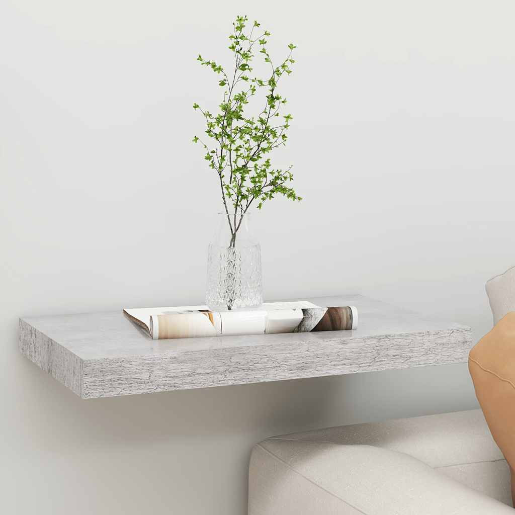 vidaXL Schweberegal Betongrau 50x23,5x3,8 cm MDF