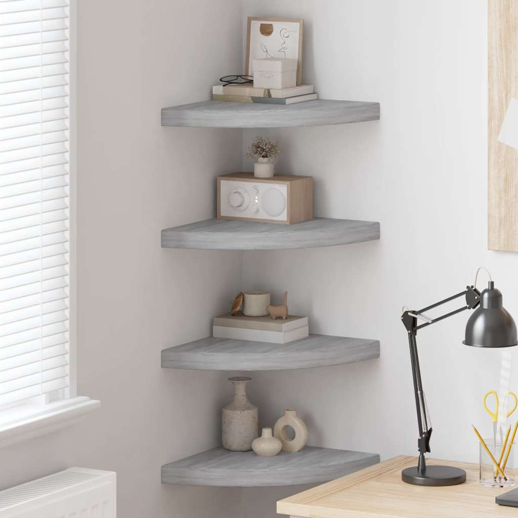vidaXL Eck-Schweberegale 4 Stk. Betongrau 35x35x3,8 cm MDF
