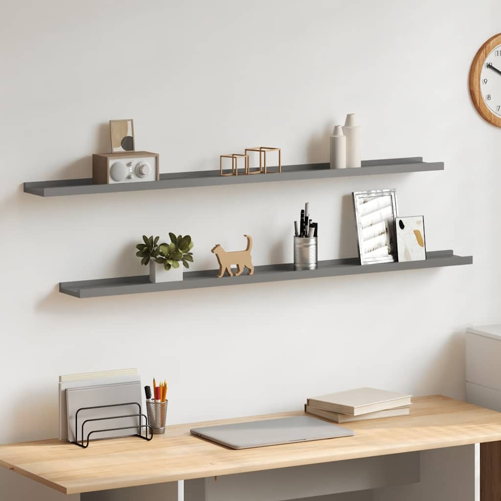 vidaXL Wandregale 2 Stk. Grau 115x9x3 cm
