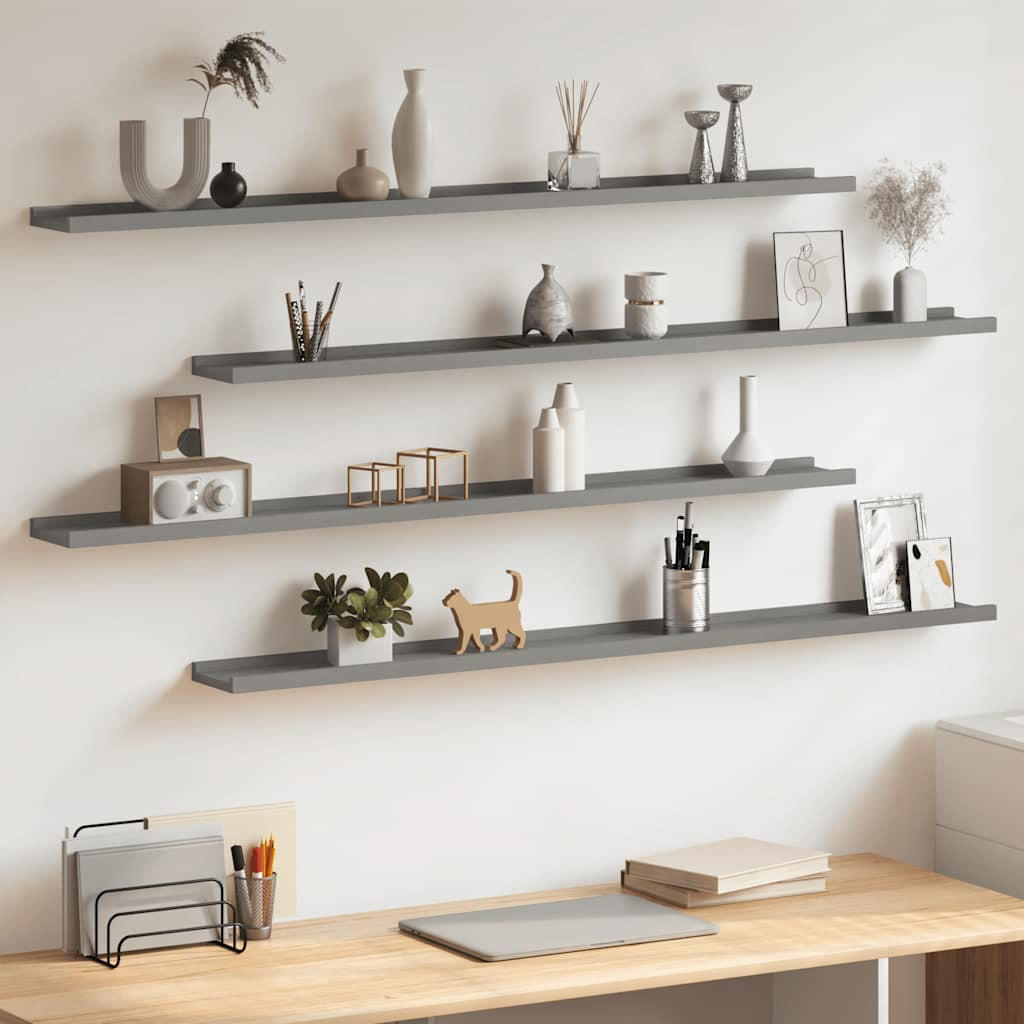 vidaXL Wandregale 4 Stk. Grau 115x9x3 cm